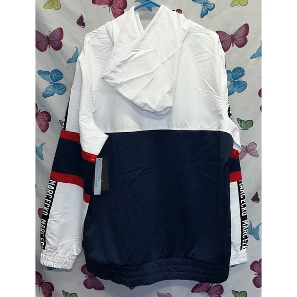 New! Marc Ecko 2X Hooded Jacket Red/White/Blue Polyester Lightweight Zip-Up Pock - Picture 2 of 4